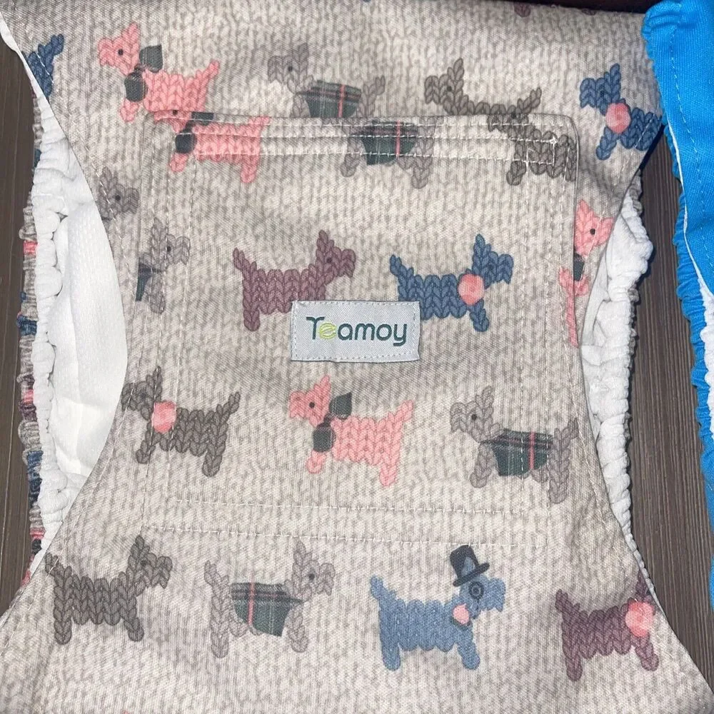 Teamoy Reusable Wrap Diapers for Male Dogs, Washable Puppy Belly Band Pack of 3
